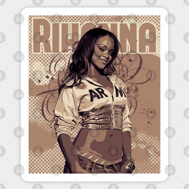 Rihanna style // Brown vintage // Poster art Sticker by Degiab